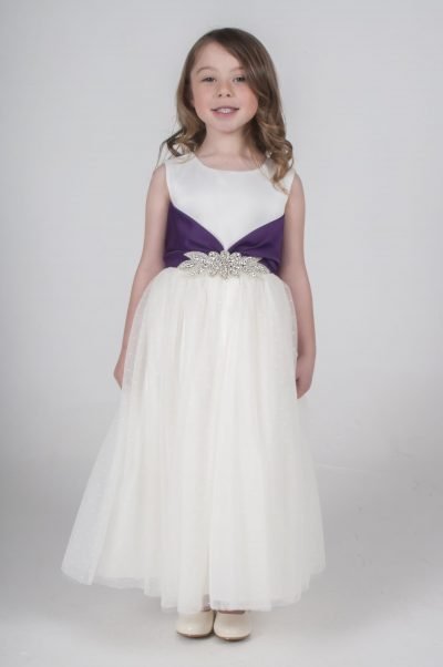 Visara Broach Dress In Purple V341