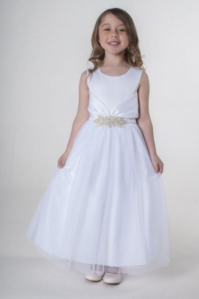 Visara Broach Dress In White V341