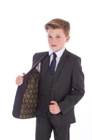 5 Piece Grey Check Suit