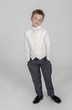 4pc Grey Diamond Suit in Cream