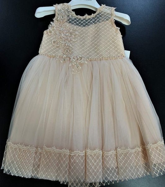 Girls Peach Dress Royal Jewled